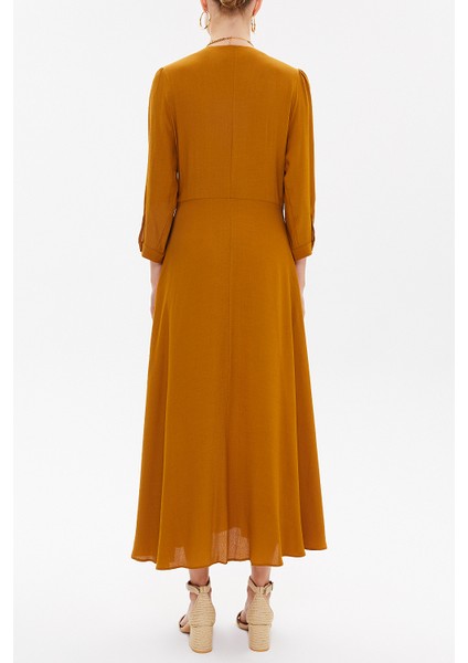 Hardal V Yaka Uzun Elbise 92840