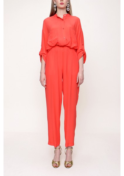 Kırmızı Beli Lastikli Bol Kesim Pantolon 41600