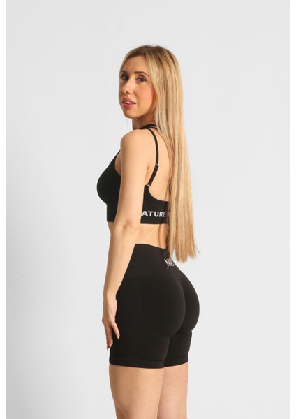 Ntb Push-Up Scrunch Siyah Kısa Tayt Toparlayıcı Yüksek Bel Fitness Taytı,spor Taytı,antreman Taytı