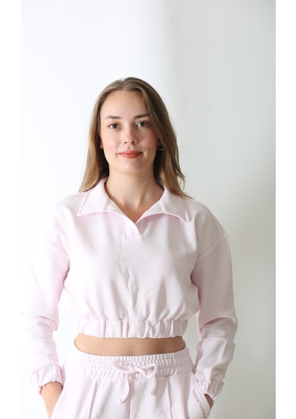 Kadın Pembe Oversize Sweatshirt - %100 Pamuk Günlük Giyim