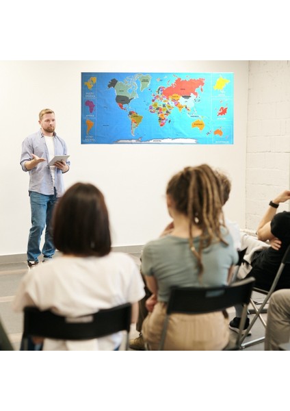 Renkli atlas Dünya haritası Manyetik Yapıştırıcı Gerektirmeyen Duvar Stickerı 118 cm * 56 cm (5263) fırsatları