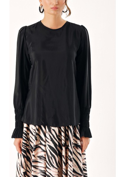 Siyah Pilise Detaylı Bluz 19911 modelleri
