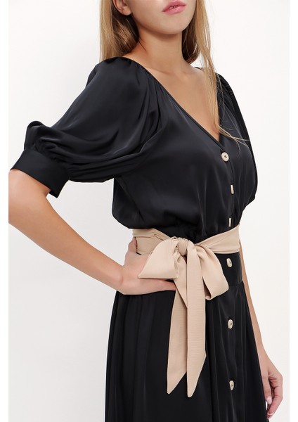 Siyah V Yaka Uzun Elbise 92761 modelleri