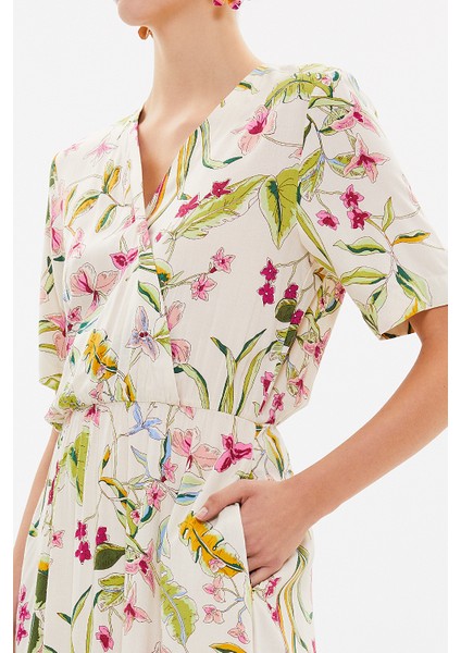 Bej Anvelop Kapama Lastikli Midi Elbise 92790