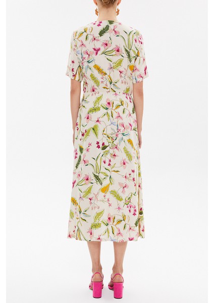 Bej Anvelop Kapama Lastikli Midi Elbise 92790