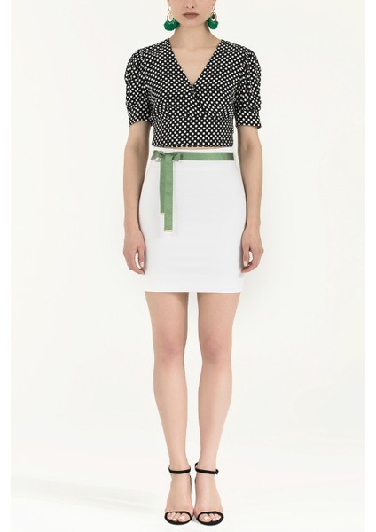 Beyaz Dar Kesim Pamuk Etek 80518