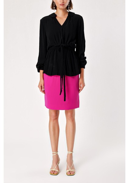 Siyah Bağcık Detaylı V Yaba Tunik 19717