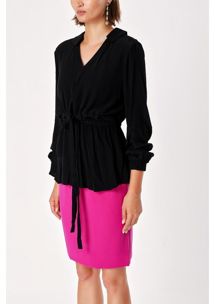 Siyah Bağcık Detaylı V Yaba Tunik 19717 fiyatları