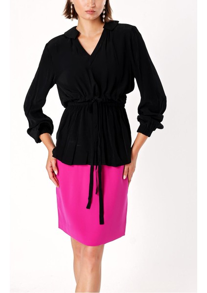 Siyah Bağcık Detaylı V Yaba Tunik 19717 modelleri