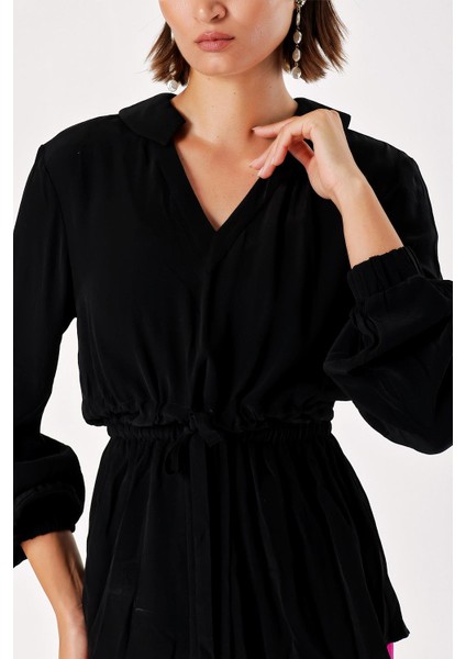 Siyah Bağcık Detaylı V Yaba Tunik 19717 indirimleri