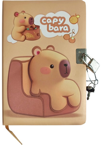 Capybara Hatıra Defteri (Günlük) Kilitli Defter 80 Yaprak - Miskin fırsatları