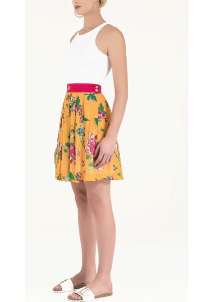 Sarı Desenli Ipek Etek 80408