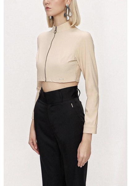 Devetüyü Fermuarlı Kısa Bluz 19838 modelleri