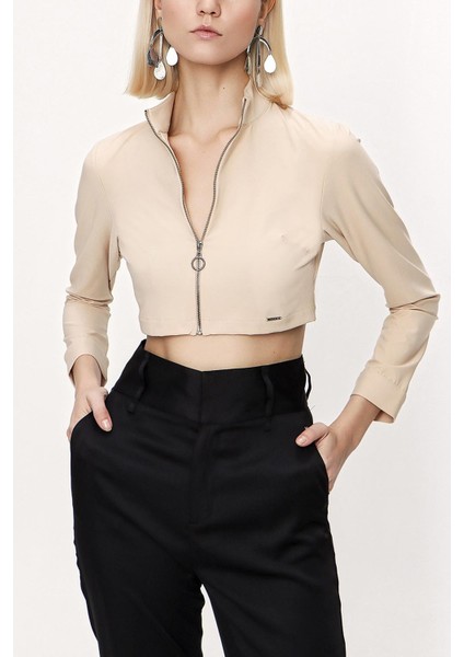 Devetüyü Fermuarlı Kısa Bluz 19838 fırsatları