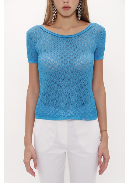 Mavi Jakar Örgülü Triko Bluz 28250