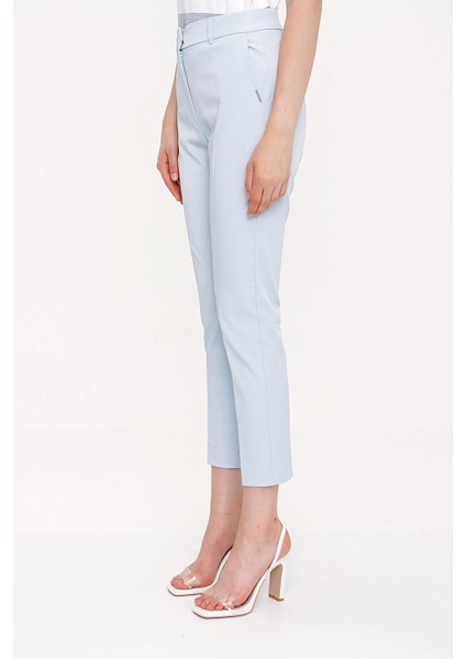 Açık Mavi Beli Lastikli Boru Paça Pantolon 41373 modelleri