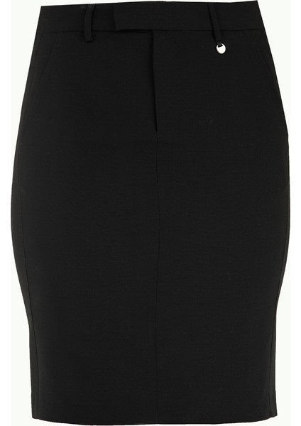 Siyah Yandan Cepli Düşük Bel Etek 80671