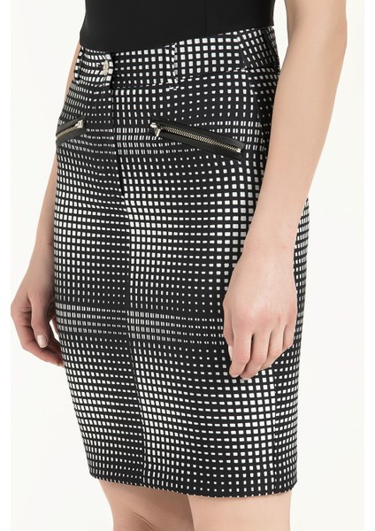 Siyah Fermuarlı Desenli Etek 80815 modelleri