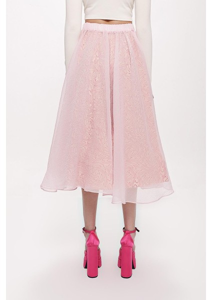 Açık Pembe Beli Lastikli Organze Etek 81205 fırsatları