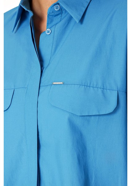 Mavi Bol Kesim Poplin Gömlek 10764 indirimleri