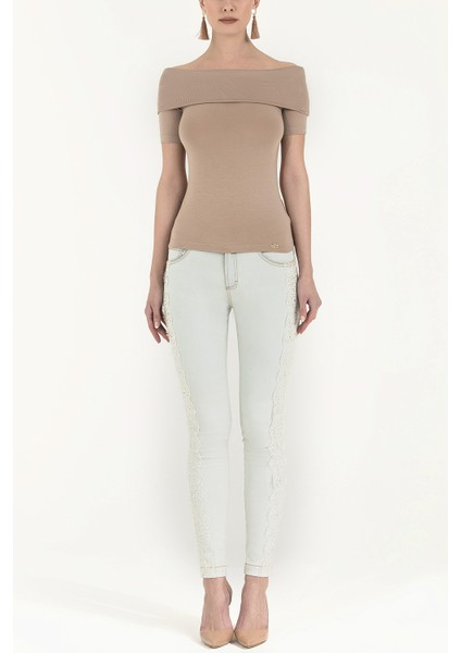 Vizon Düşük Omuz Örme Bluz 19477