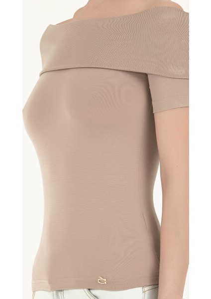 Vizon Düşük Omuz Örme Bluz 19477