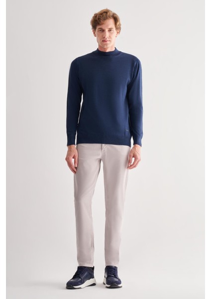 Indigo Mavi Yarım Balıkçı Yaka Cepsiz Comfort Fit Classic Pamuklu Triko Kazak 1012255001 fiyatları