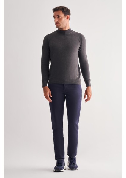 Füme Yarım Balıkçı Yaka Cepsiz Comfort Fit Classic Pamuklu Triko Kazak 1012255001 fiyatları