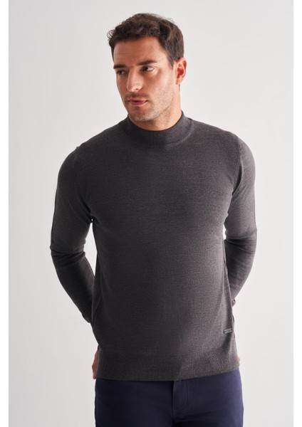 Füme Yarım Balıkçı Yaka Cepsiz Comfort Fit Classic Pamuklu Triko Kazak 1012255001 modelleri