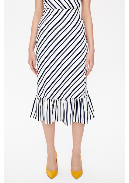 Çizgili Diz Altı Düz Dar Etek 81124 fiyatları