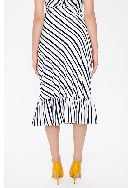 Çizgili Diz Altı Düz Dar Etek 81124 indirimleri