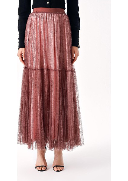 Pudra Beli Lastikli Piliseli Uzun Tül Etek 81235 modelleri