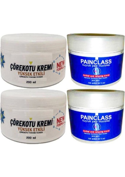 Çörek Otu Kremi Xl Boy Sızılara Masaj Bakım Kremi 2X200 Ml+Painclass Kuyruk Yağı 2X100 ml Kremi