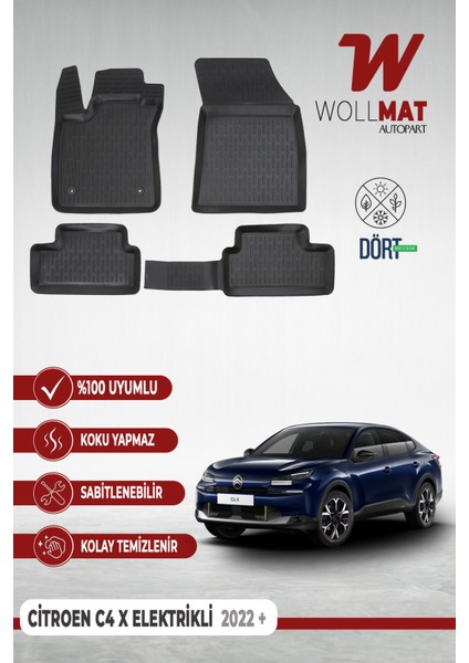 Citroen C4 x Paspas Elektrikli 2023 Sonrası Uyumlu 3D Havuzlu Paspas Seti