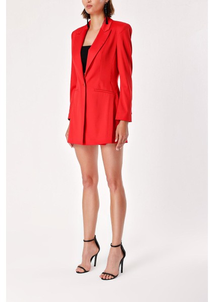 Kırmızı Dar Kesim Blazer Ceket 61153 fiyatları