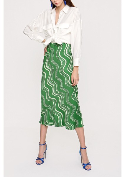 Yeşil Beli Lastikli Uzun Etek 81208 fırsatları