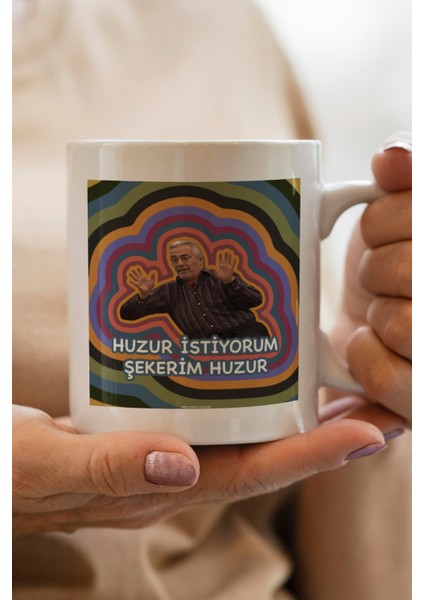 Huzur Istiyorum Şekerim Huzur Baskılı Premium Kupa Bardak