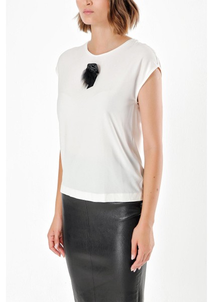 Beyaz Kısa Kollu Basic T-Shirt 19193
