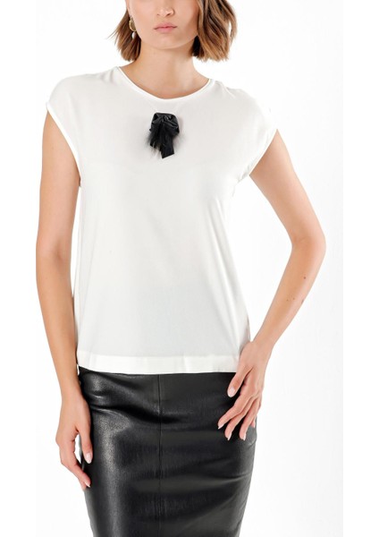 Beyaz Kısa Kollu Basic T-Shirt 19193