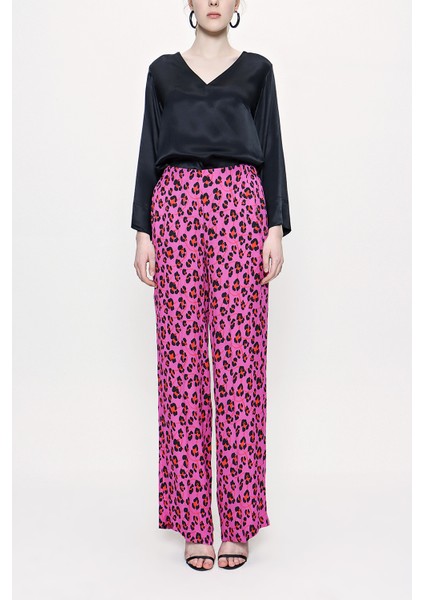 Pembe Beli Lastikli Bol Kesim Pantolon 41609