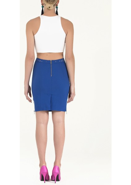 Lacivert Dar Kesim Pamuk Etek 80498