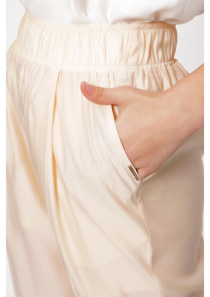 Ekru Beli Lastikli Pantolon 41619 indirimleri