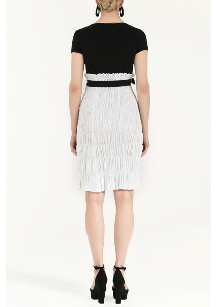 Siyah Kol ve Yaka Tül Mini Elbise 90484 fırsatları