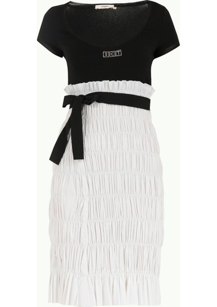 Siyah Kol ve Yaka Tül Mini Elbise 90484 indirimleri