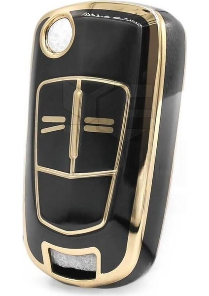Lüx Opel Astra H Corsa D 2 Buton Nano Koruma Anahtar Kılıfı Siyah Gold Renk