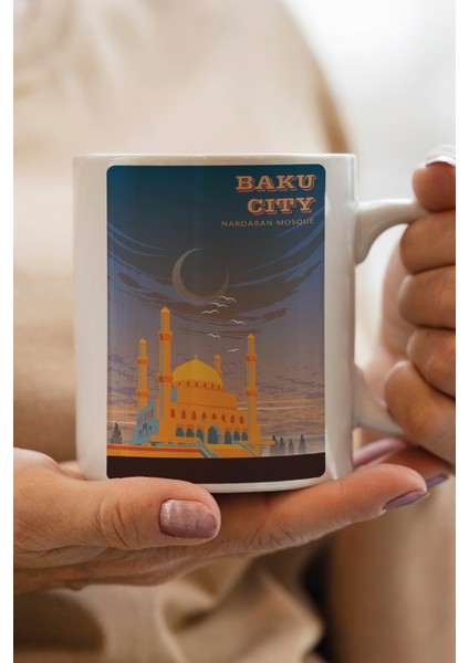Azerbaycan- Bakü Baskılı Premium Kupa Bardak