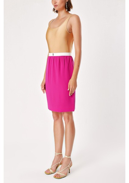Fuşya Beli Lastikli Dar Kesim Etek 80415 modelleri