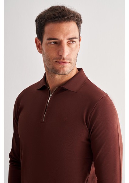 Taba Uzun Kol Fermuarlı Yaka Cepsiz Slim Fit Triko 1012255150 fırsatları