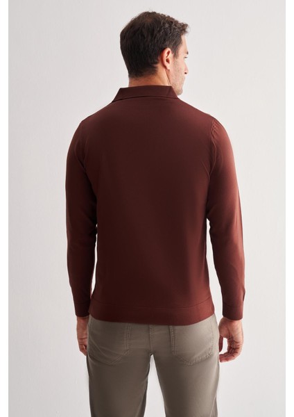 Taba Uzun Kol Fermuarlı Yaka Cepsiz Slim Fit Triko 1012255150 indirimleri