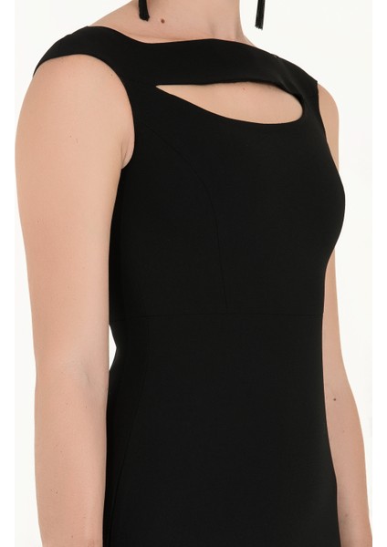 Siyah Önü Pencereli Uzun Abiye Elbise 91811